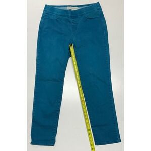 Soft Surroundings Teal Blue Elastic Waist Cropped Pants Women's Size Medium